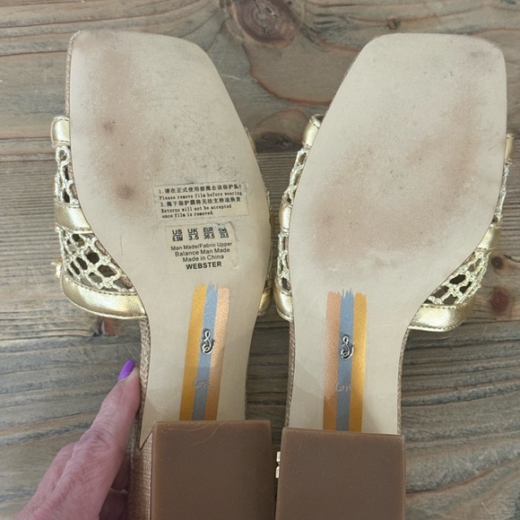 Sam Edelman Webster Slide Sandal, Amber Gold Weave, Size 6 1/2, EUC - Picture 8 of 8